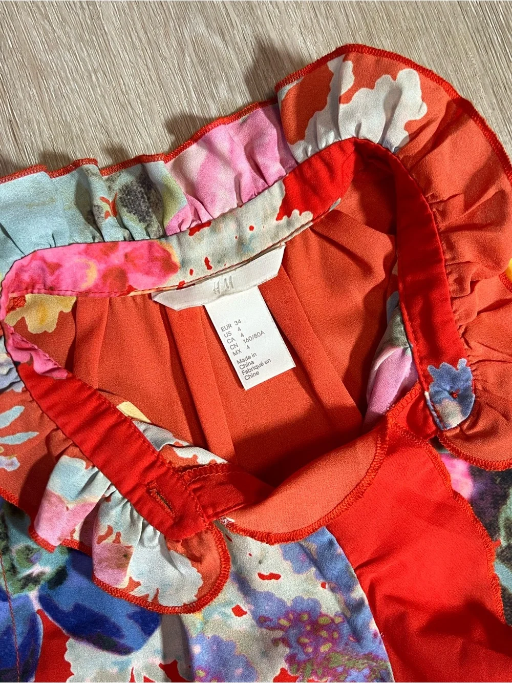 Red Floral Ruffle High Neck Summer Flowy Beach Sleeveless Dress Women's Size 4 - Picture 3 of 7